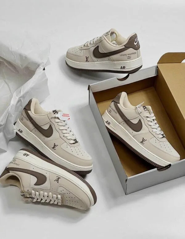 Louis Vuitton x Nike Air Force 1 Cream Mocha Edition (Custom)