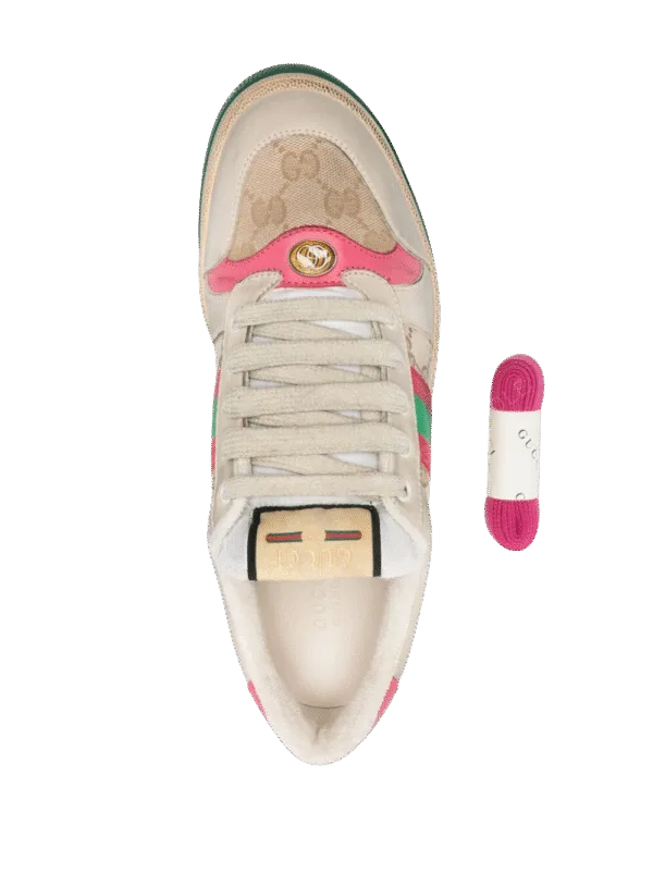 Wms Gucci Screener Distressed Sneakers