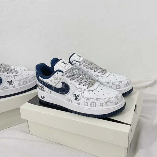 Louis Vuitton x Nike Air Force 1 White Navy Monogram ( Custom)