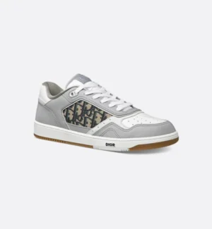 BB27 Uptown Low – Gray and White Smooth Calfskin with Beige and Black Dior Oblique Jacquard