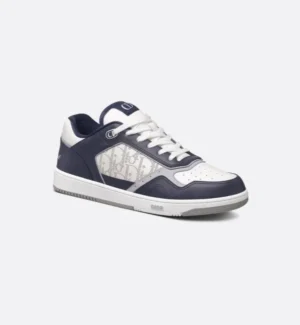 DIOR AND HYLTON NEL B27 Uptown Low-Navy Blue and White Smooth Calfskin with White Dior Oblique Galaxy Leather