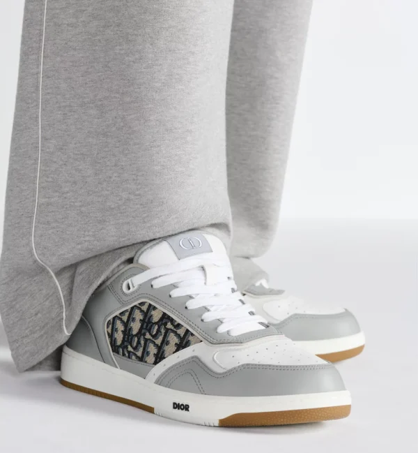 BB27 Uptown Low – Gray and White Smooth Calfskin with Beige and Black Dior Oblique Jacquard