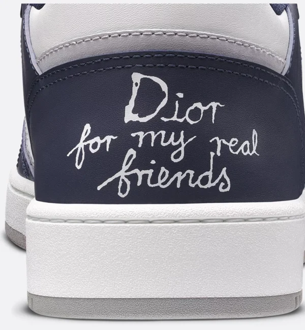 DIOR AND HYLTON NEL B27 Uptown Low-Navy Blue and White Smooth Calfskin with White Dior Oblique Galaxy Leather