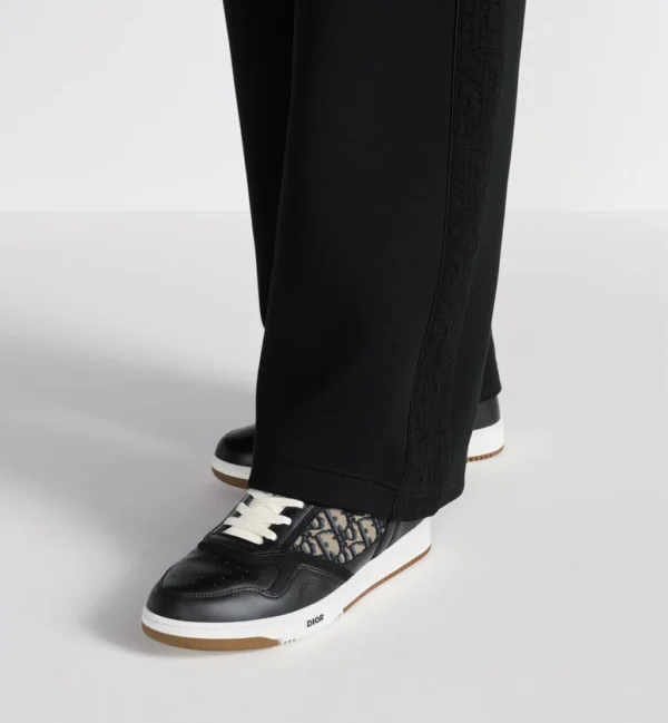 B27 Uptown Low – Black Smooth Calfskin with Beige and Black Dior Oblique Jacquard