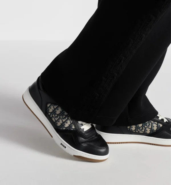 B27 Uptown Low – Black Smooth Calfskin with Beige and Black Dior Oblique Jacquard