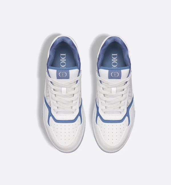 DIOR AND HYLTON NEL B27 Uptown Low – White and Blue Smooth Calfskin with White Dior Oblique Galaxy Leather