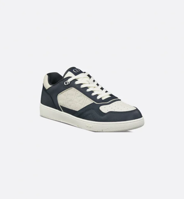 B27 Uptown Low – Navy Blue and White Grained Calfskin with White Dior Gravity Leather