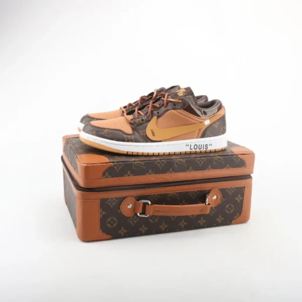 Nike Air Jordan 1 x LV Low Custom – Brown/Gold Monogram