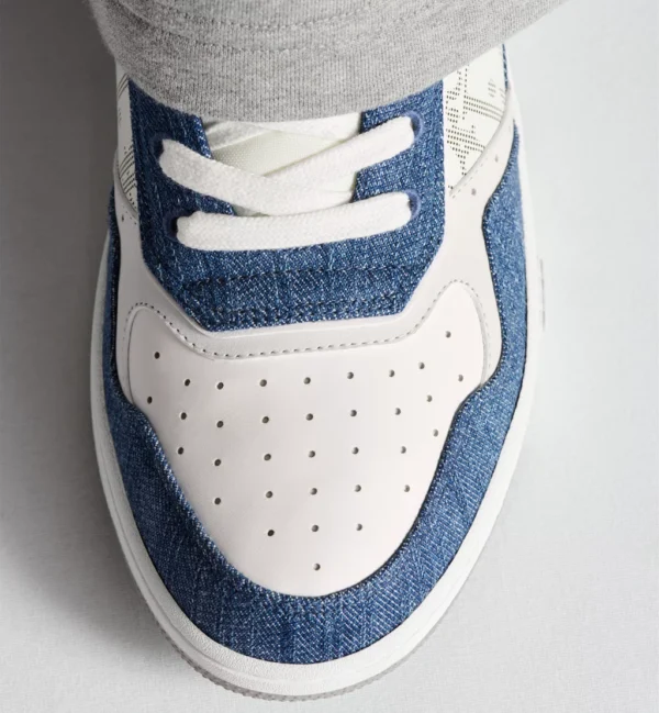 B27 Uptown Low – White Smooth Calfskin, Blue Denim and White Dior Oblique Galaxy Leather