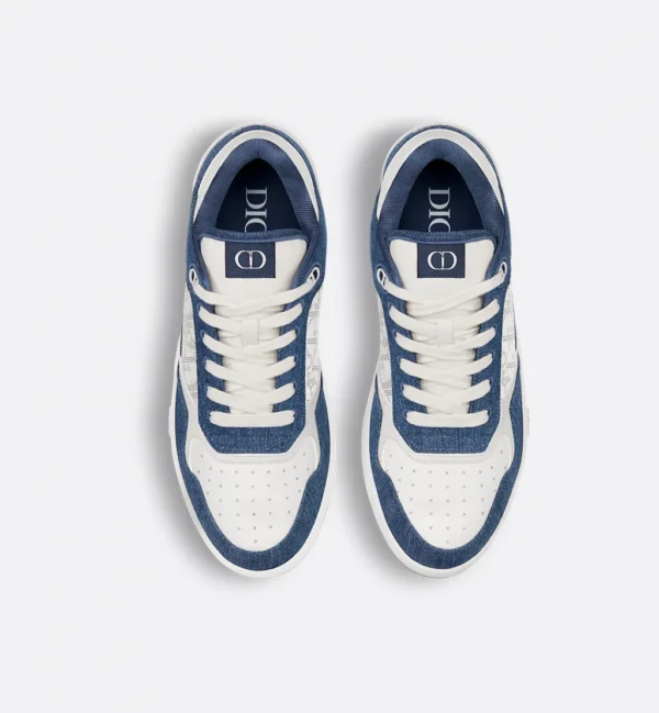 B27 Uptown Low – White Smooth Calfskin, Blue Denim and White Dior Oblique Galaxy Leather
