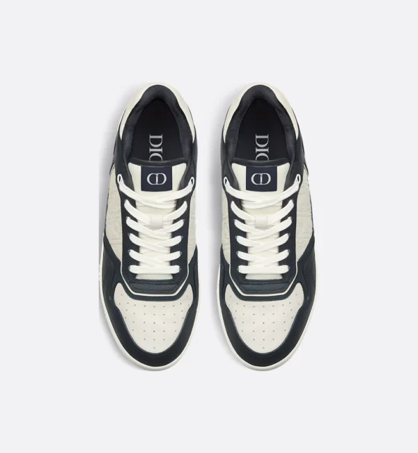 B27 Uptown Low – Navy Blue and White Grained Calfskin with White Dior Gravity Leather