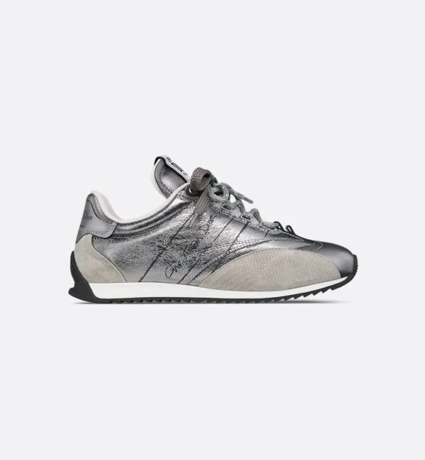 D-Sketch – Silver-Tone Crinkled Lambskin and Laminated Calfskin