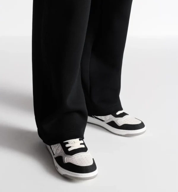 B27 Uptown Low – White Smooth Calfskin, Black Denim and White Dior Oblique Galaxy Leather