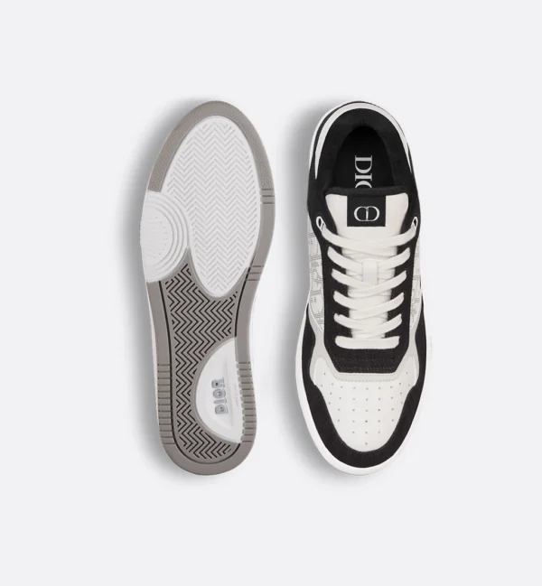 B27 Uptown Low – White Smooth Calfskin, Black Denim and White Dior Oblique Galaxy Leather