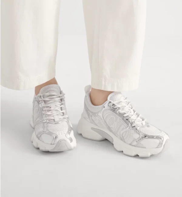 Dior Chrono – White Mesh with Silver-Tone and White Laminated Leather-Effect Inserts