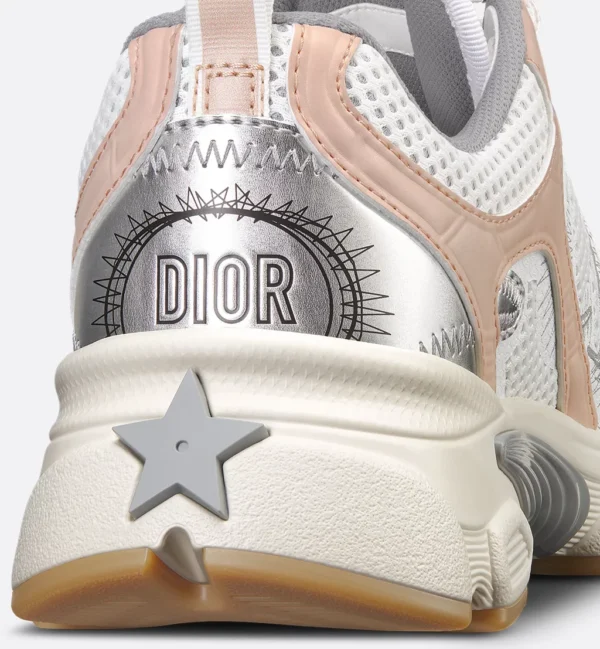 Dior Chrono – White Mesh with Nude and Silver-Tone Laminated Leather-Effect Panels